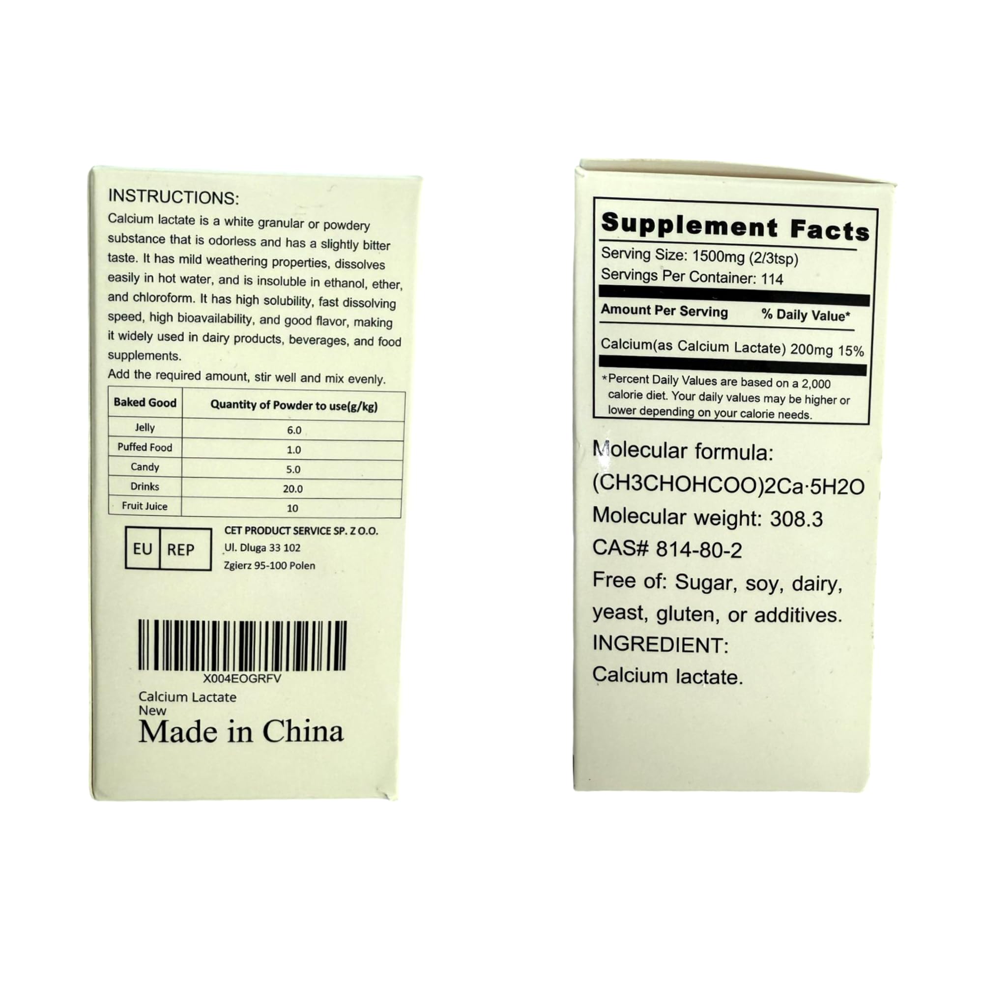 Vividye Calcium Lactate Powder 209g with measuring spoon