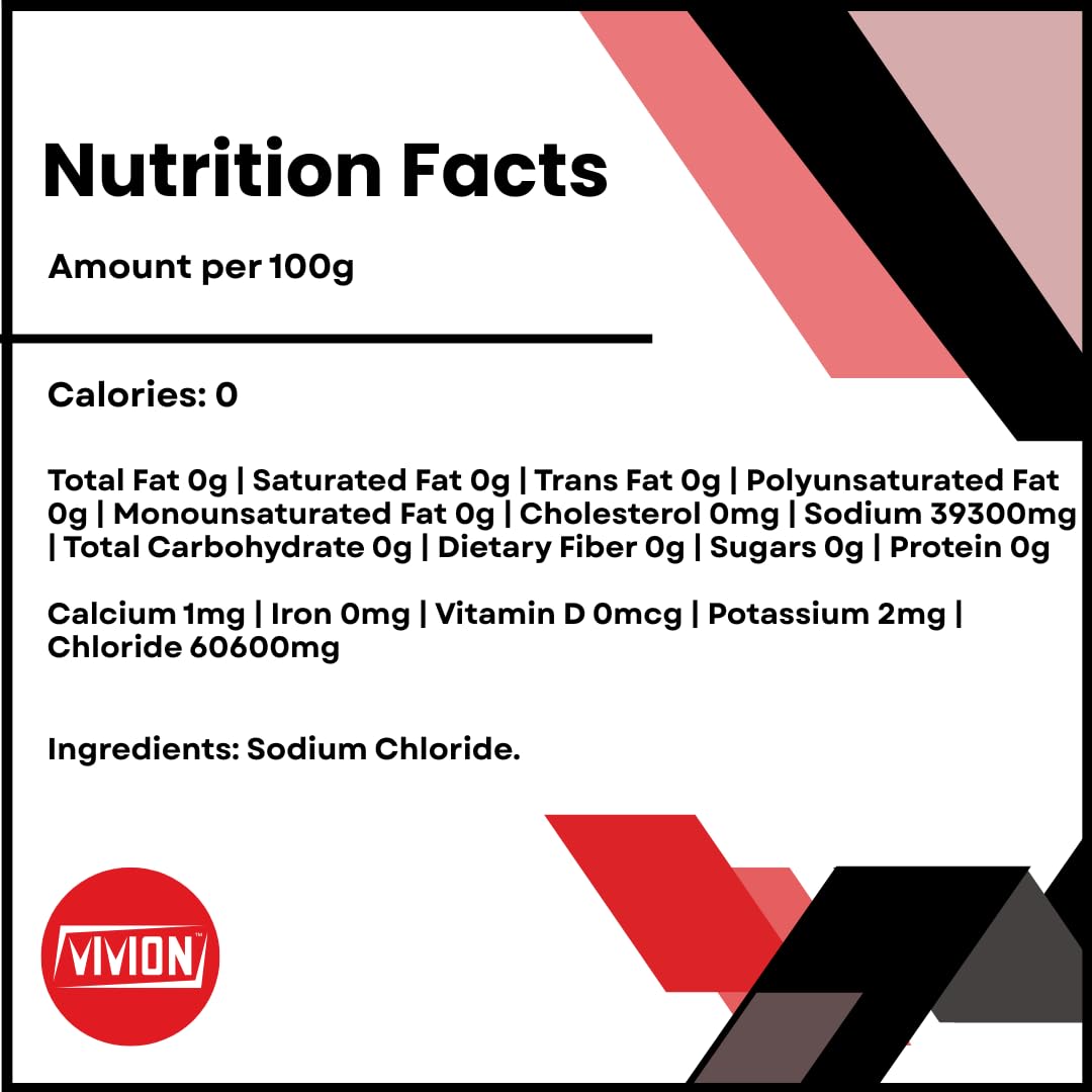 Vivion Sodium Chloride USP Grade 1kg bulk ingredient on a table