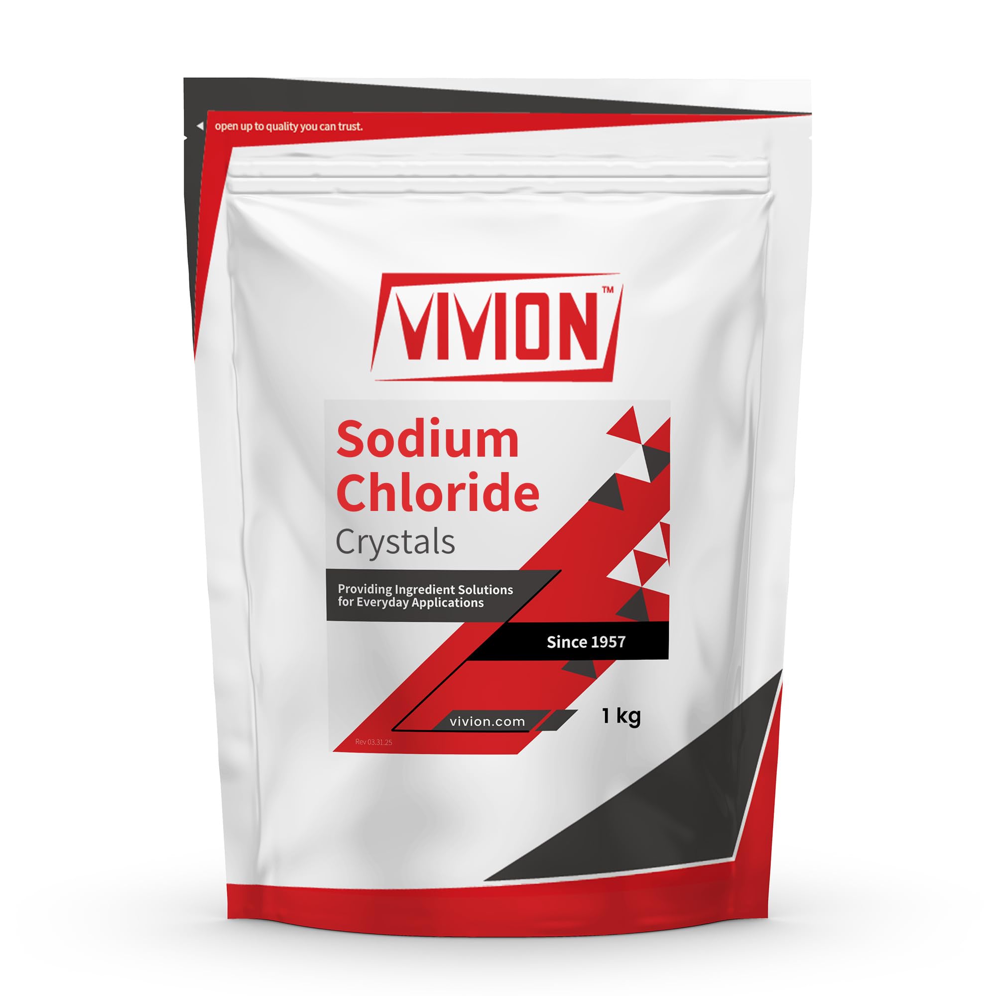 Vivion Sodium Chloride USP Grade 1kg packaging front view