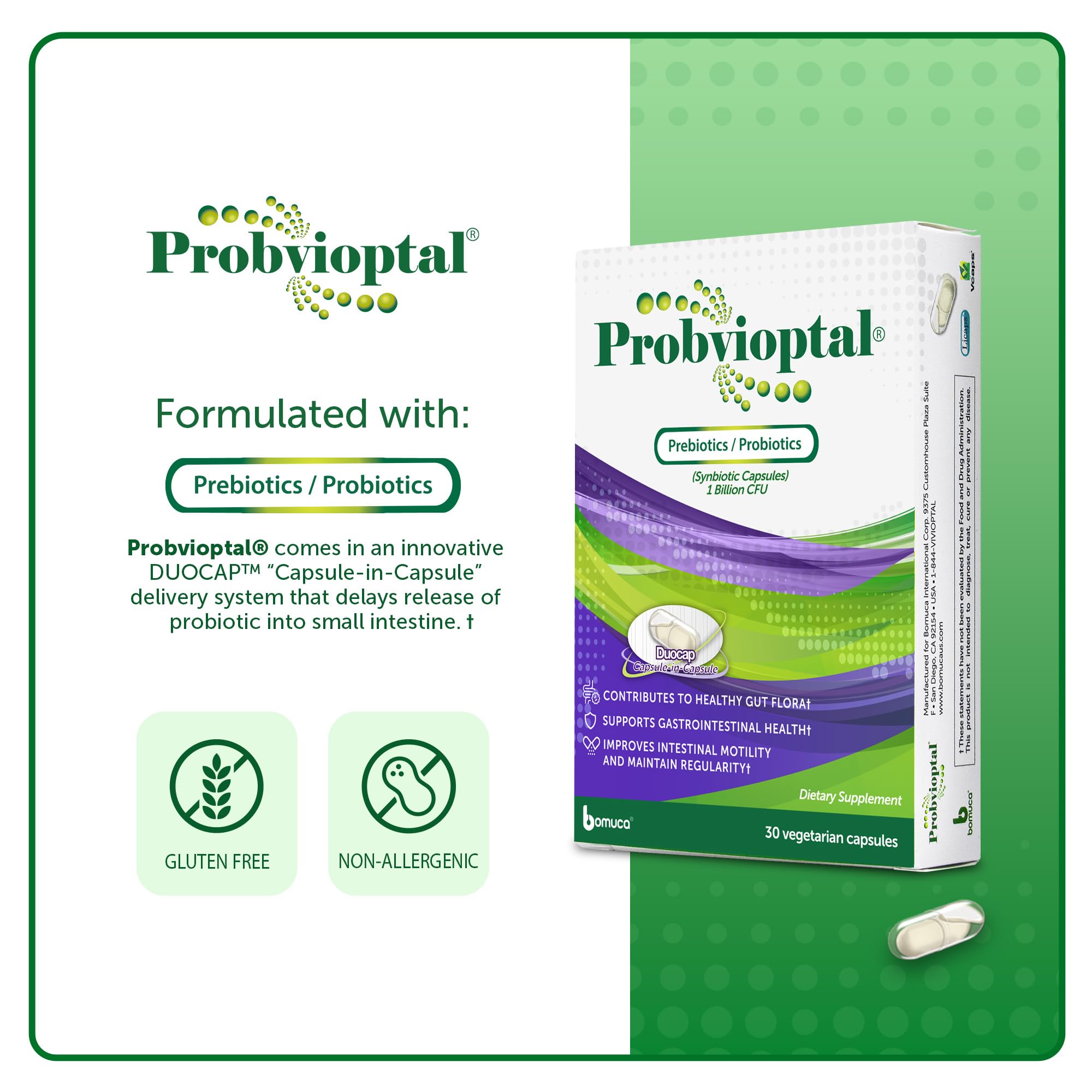 Vivioptal Vitamins Prebiotic + Probiotic Capsules on a wooden table