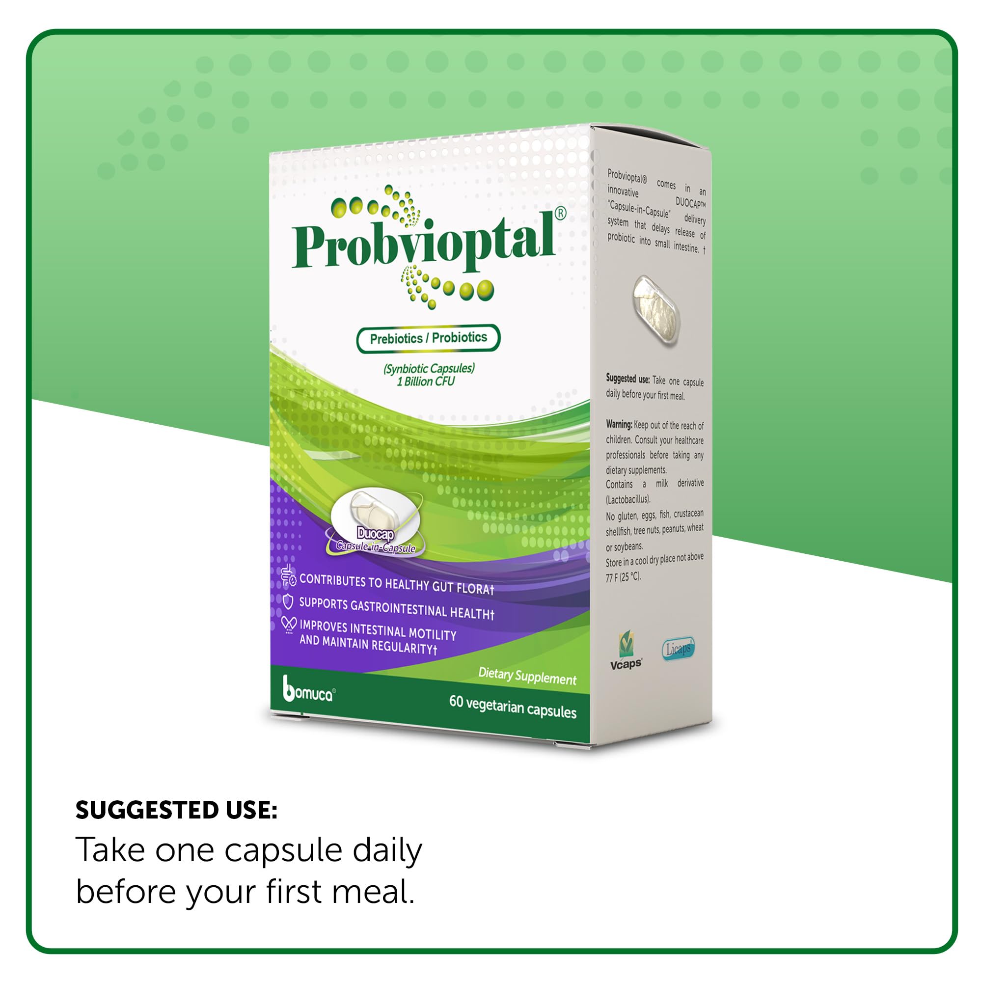 Vivioptal Vitamins Probiotic Acidophilus capsule within a capsule technology