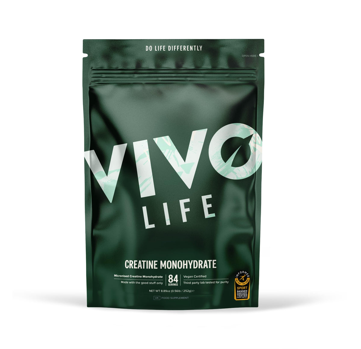 Vivo Life Creatine Monohydrate Powder 252g front view