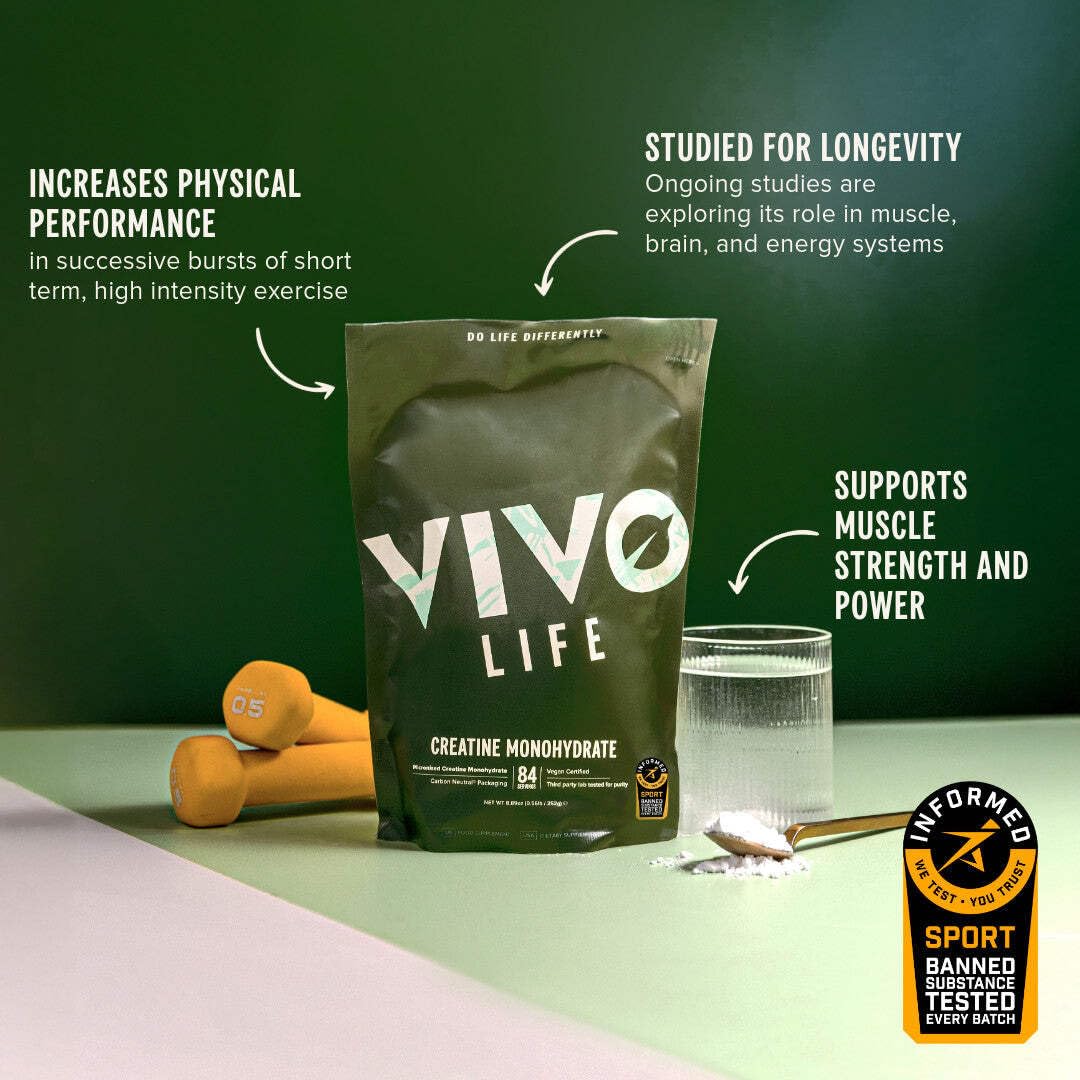 Vivo Life Creatine Monohydrate Powder 252g packaging