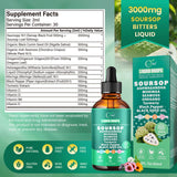 VivoNu 2000mg Soursop & 12-in-1 Super Herb Blend liquid supplement with measuring spoon