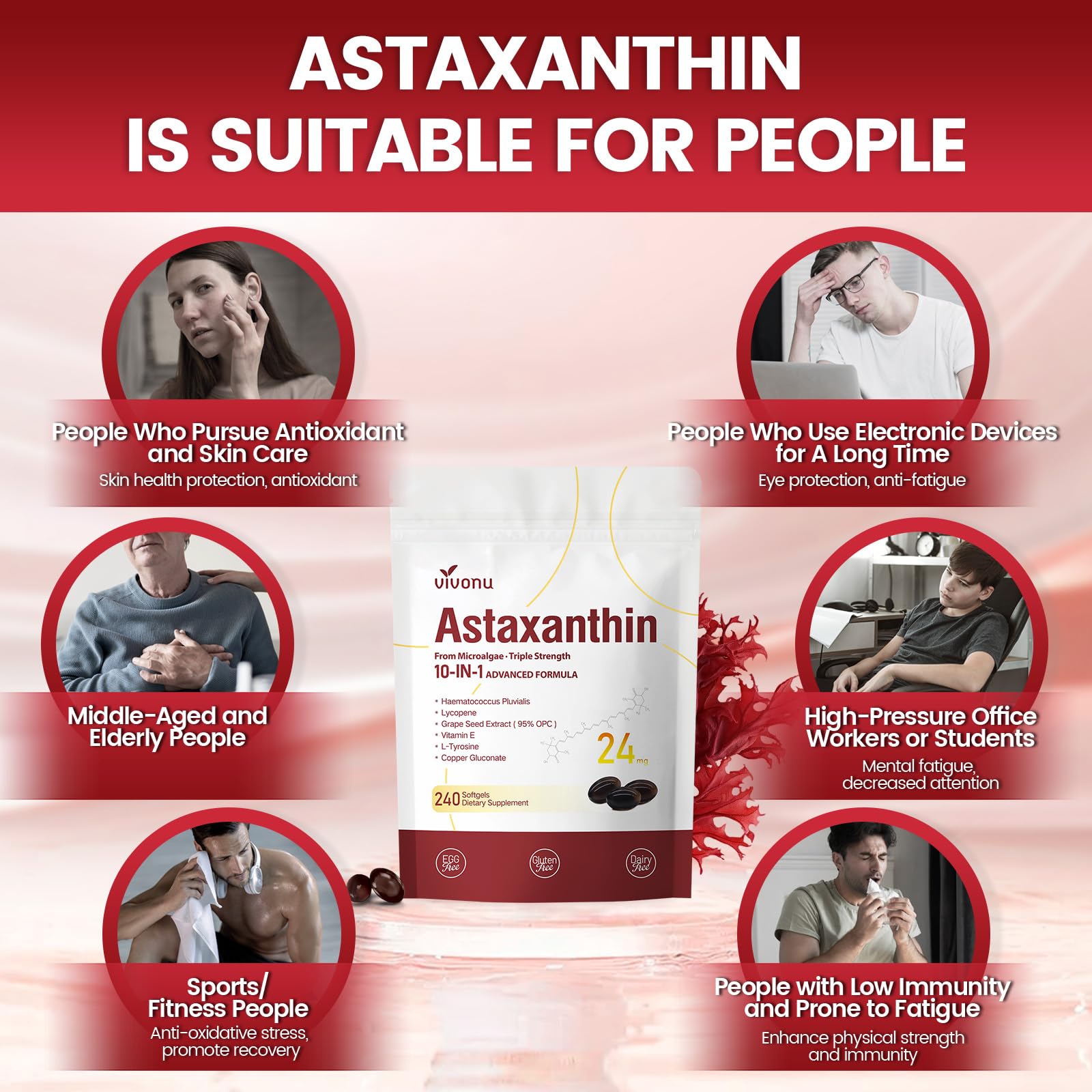 VivoNu Astaxanthin bottle with a measuring spoon