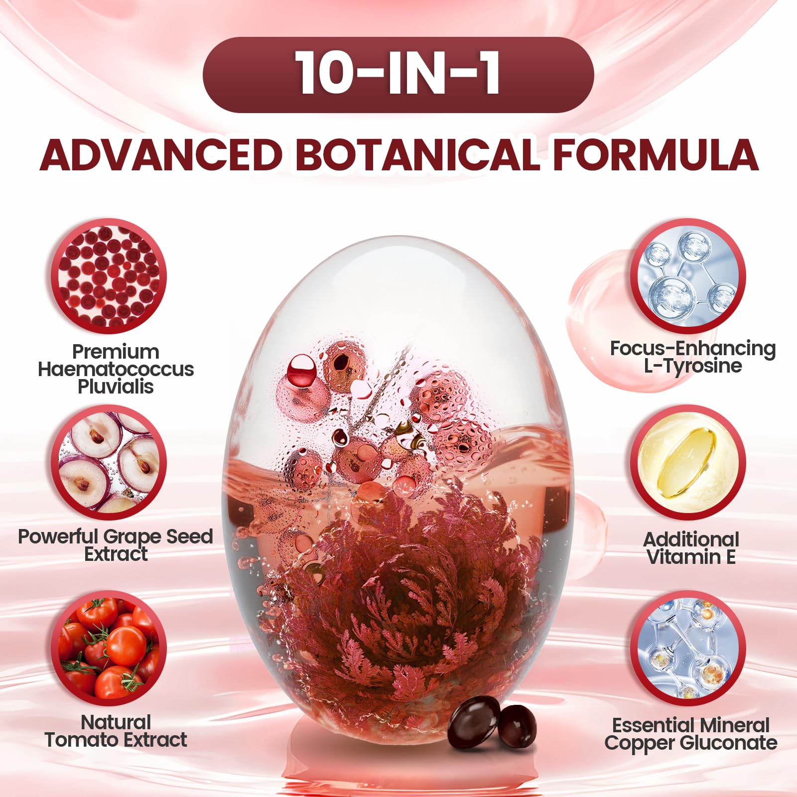 VivoNu Astaxanthin capsules on a wooden table
