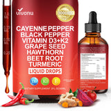 VivoNu Cayenne Pepper Drops front view with dropper