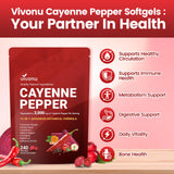 VivoNu Cayenne Pepper Softgels on a wooden table