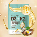 VivoNu Double Strength Vitamin D3 + K2 softgels front view