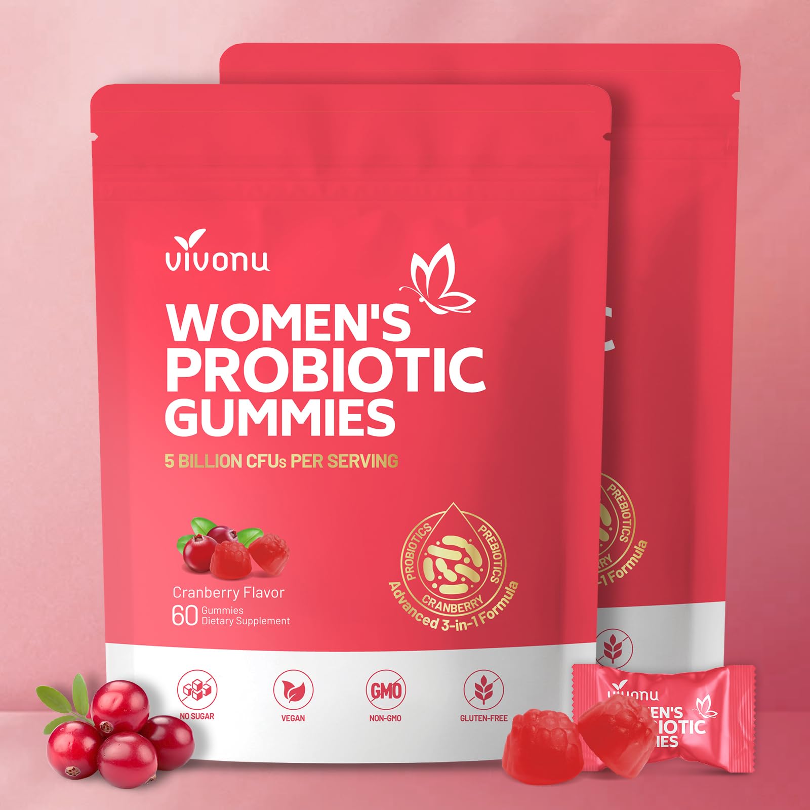 VivoNu Feminine Balance Gummies front view packaging