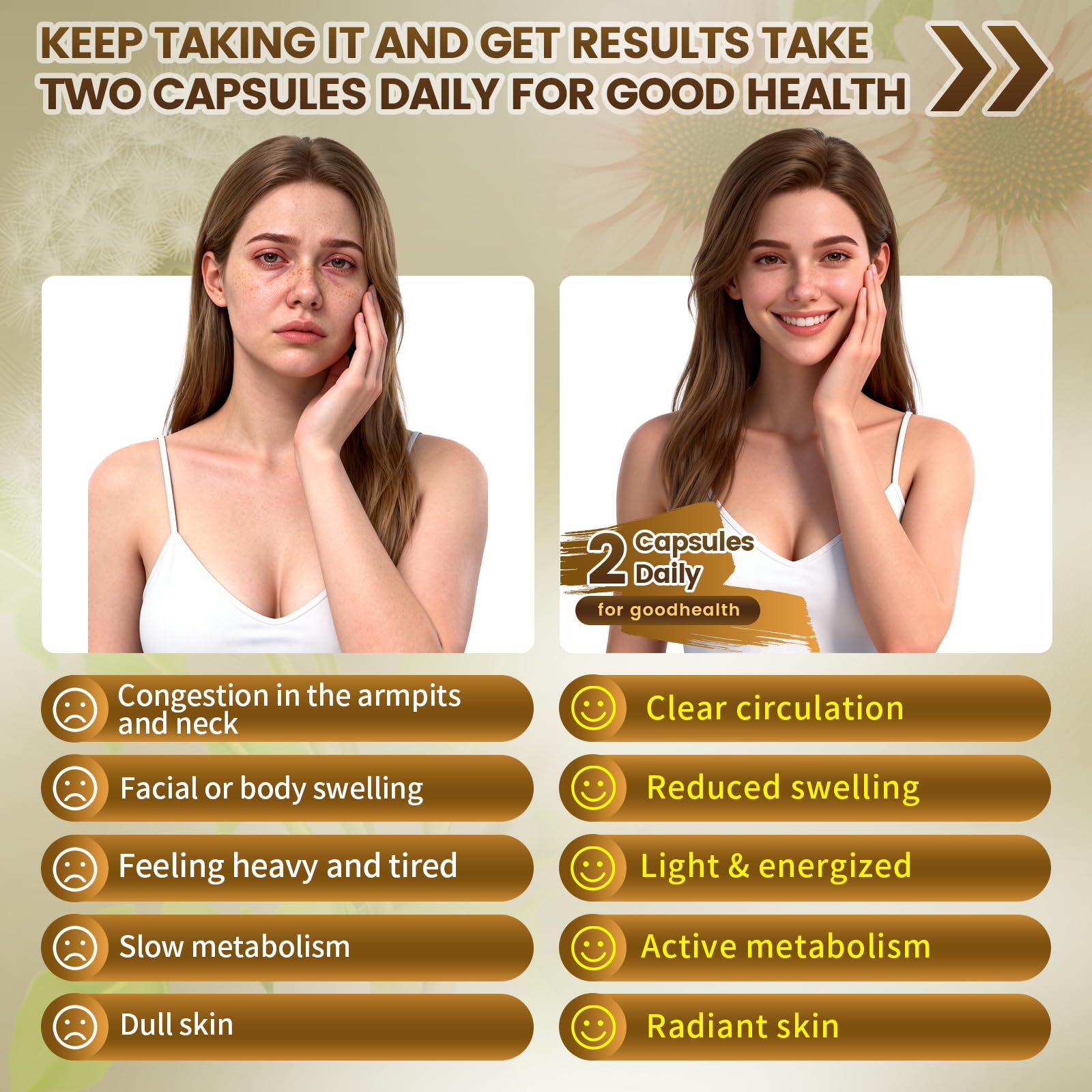 VivoNu Lymphatic Support Supplement with herbal background