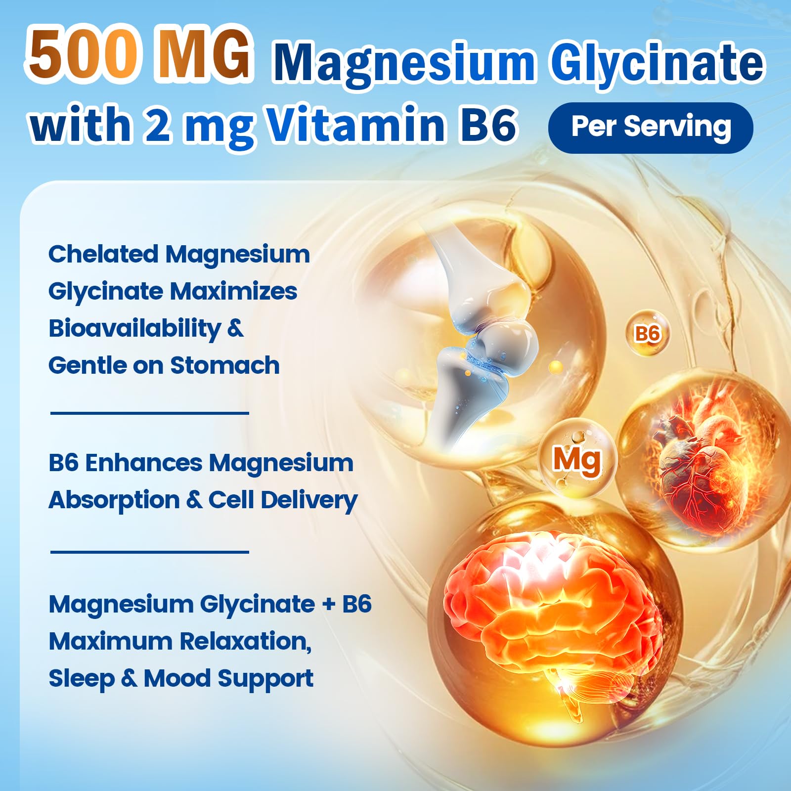 VivoNu Magnesium Glycinate 500mg capsules in hand