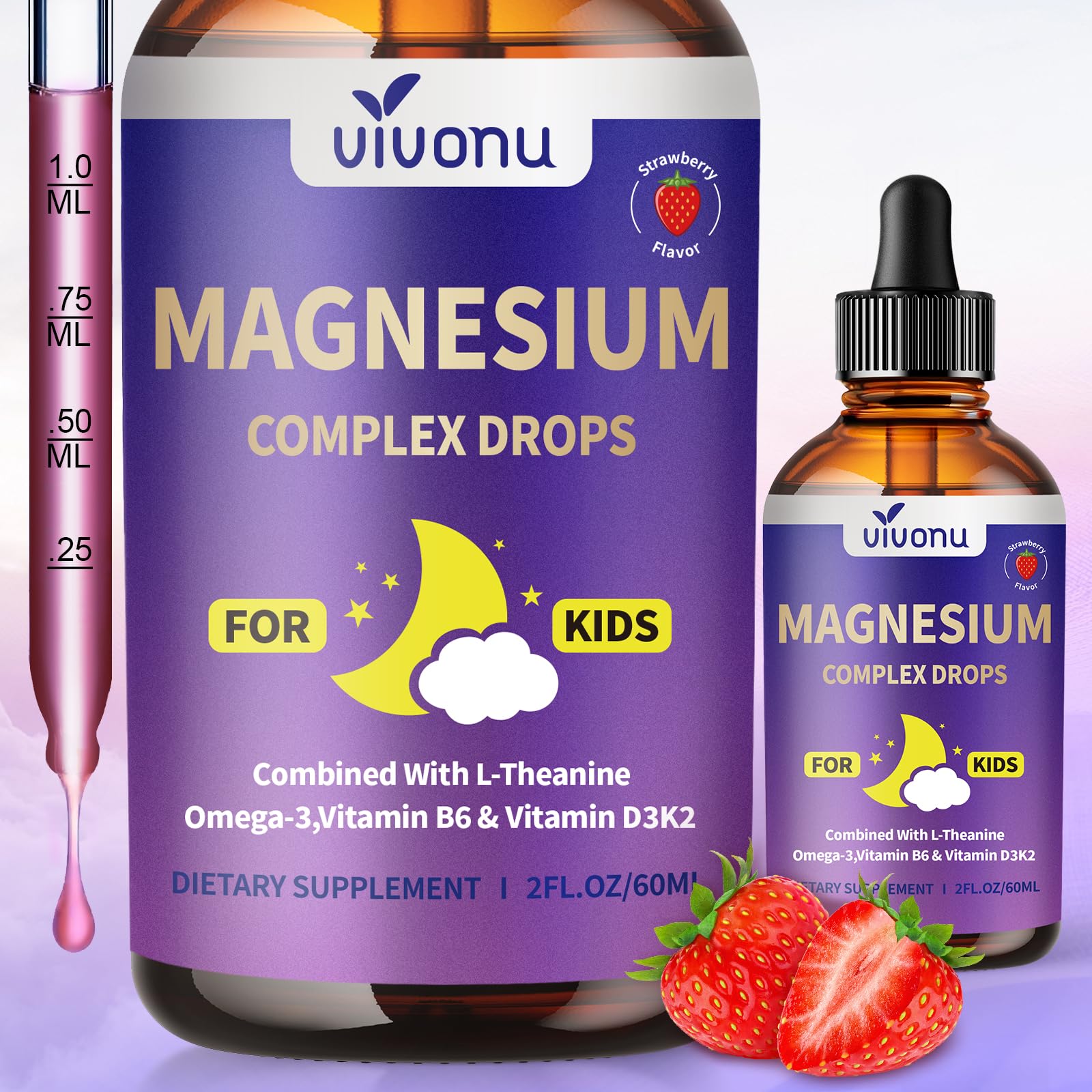 VivoNu Magnesium Glycinate Liquid Drops 132g front view