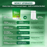 VivoNu Milk Thistle Supplement 3000mg softgels with a measuring spoon