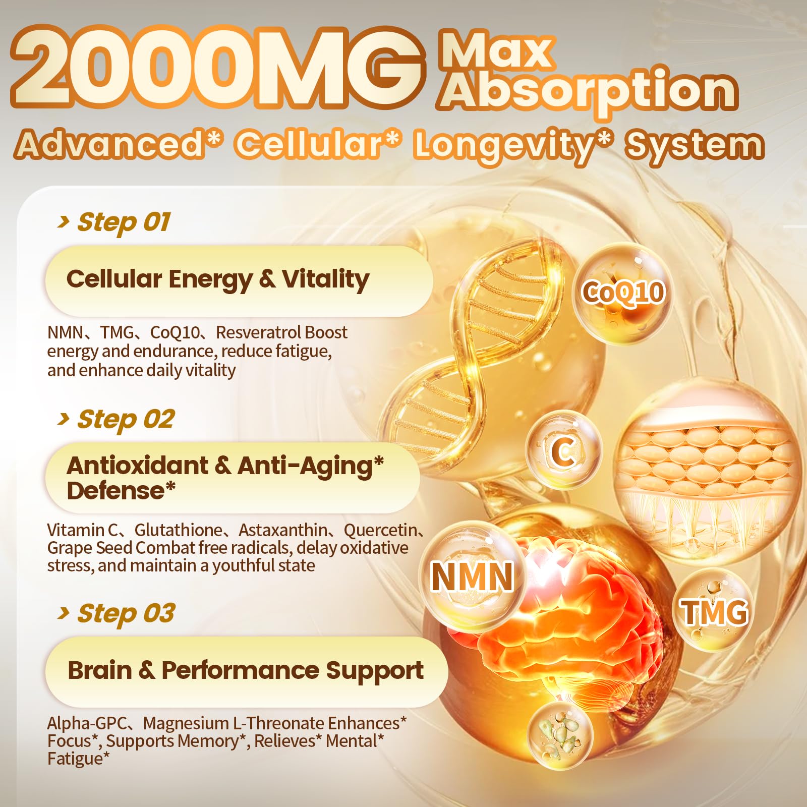 VivoNu NMN Supplement 1000mg Liposomal capsule close-up