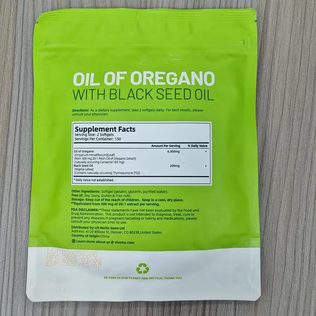 VivoNu Oregano Oil Capsules label close-up