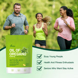 VivoNu Oregano Oil Capsules with natural herbs background