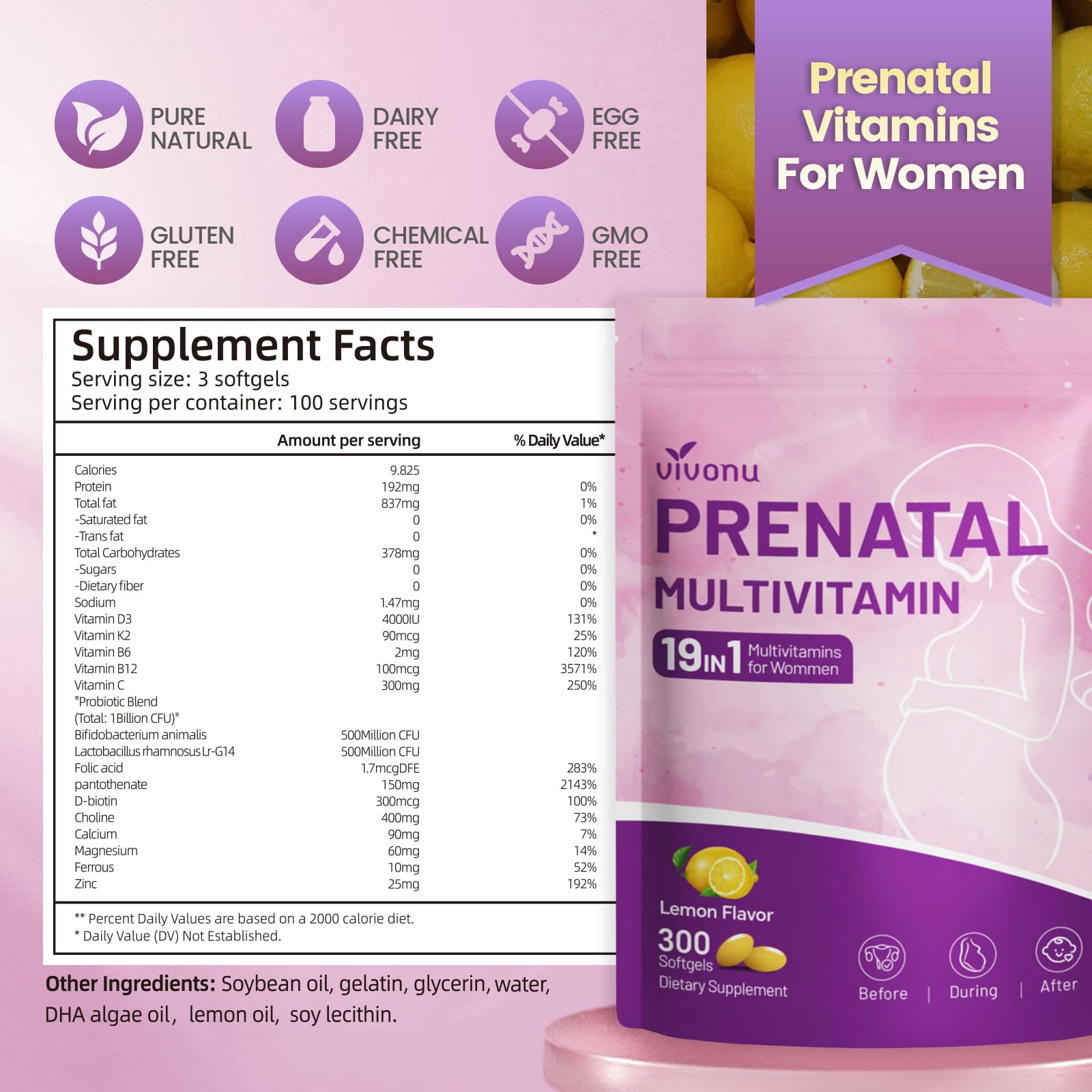 VivoNu Prenatal Vitamins ingredients list