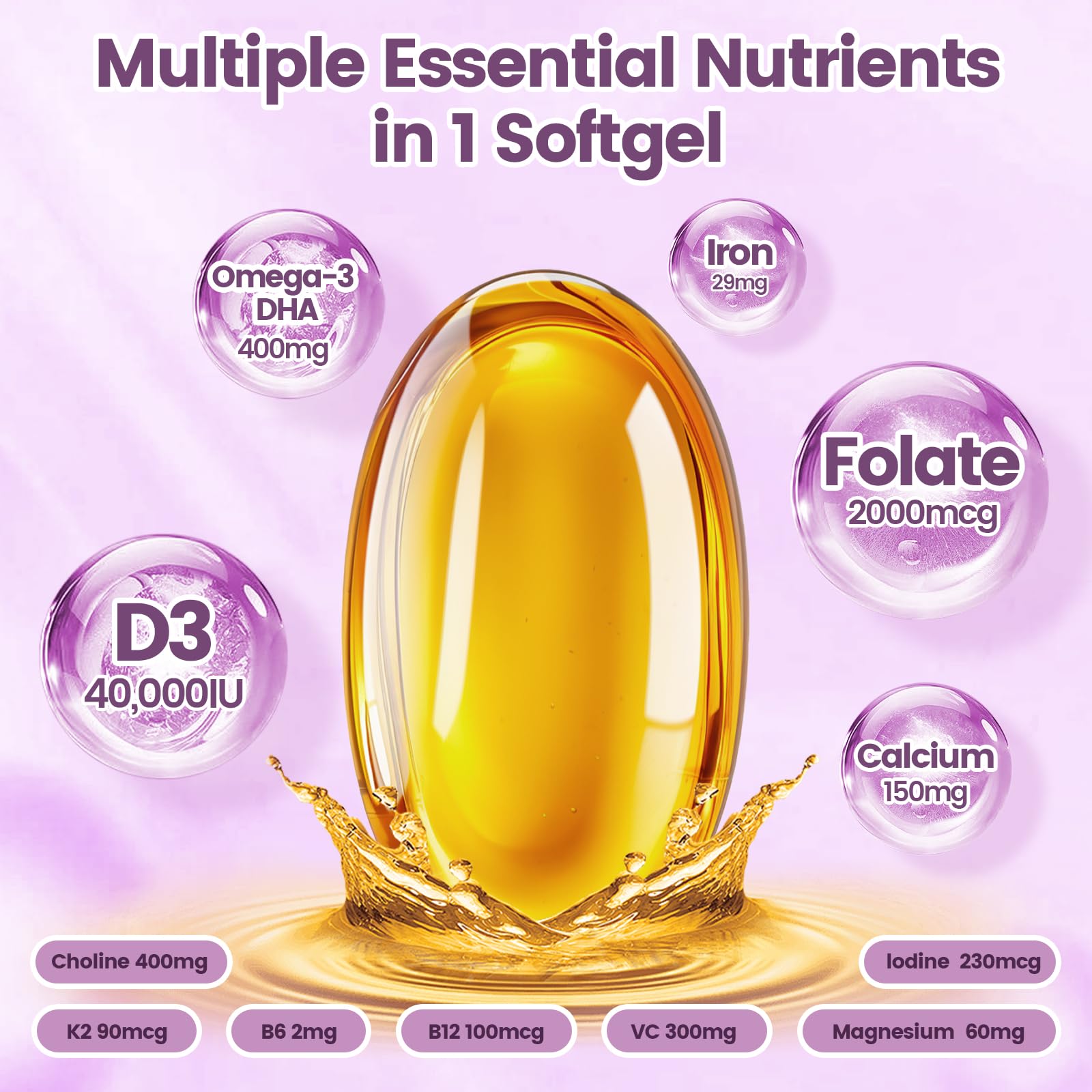 VivoNu Prenatal Vitamins packaging with 300 softgels