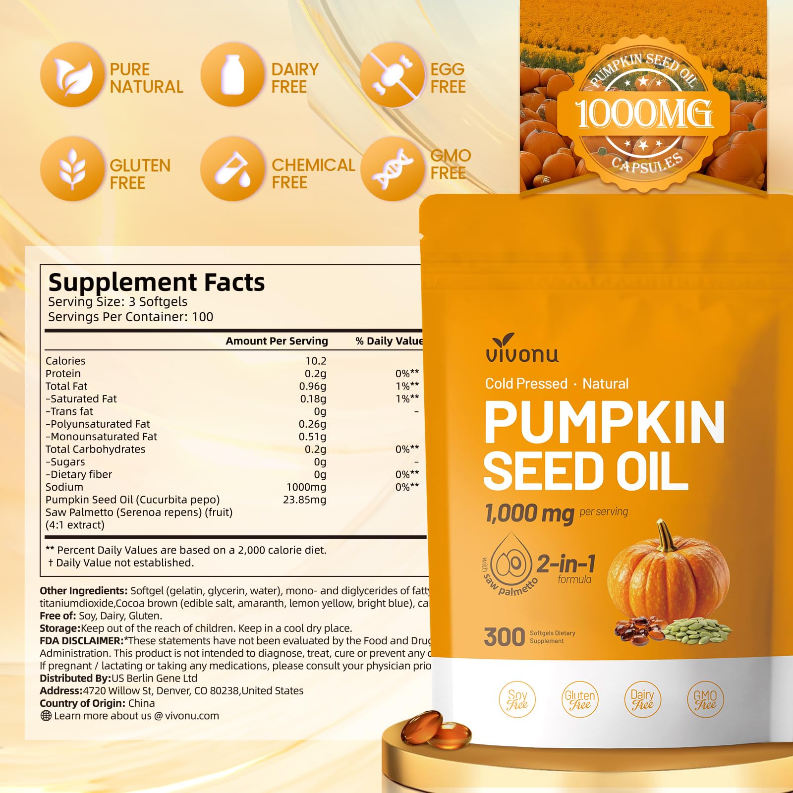 VivoNu Pumpkin Seed Oil Softgels dosage instructions