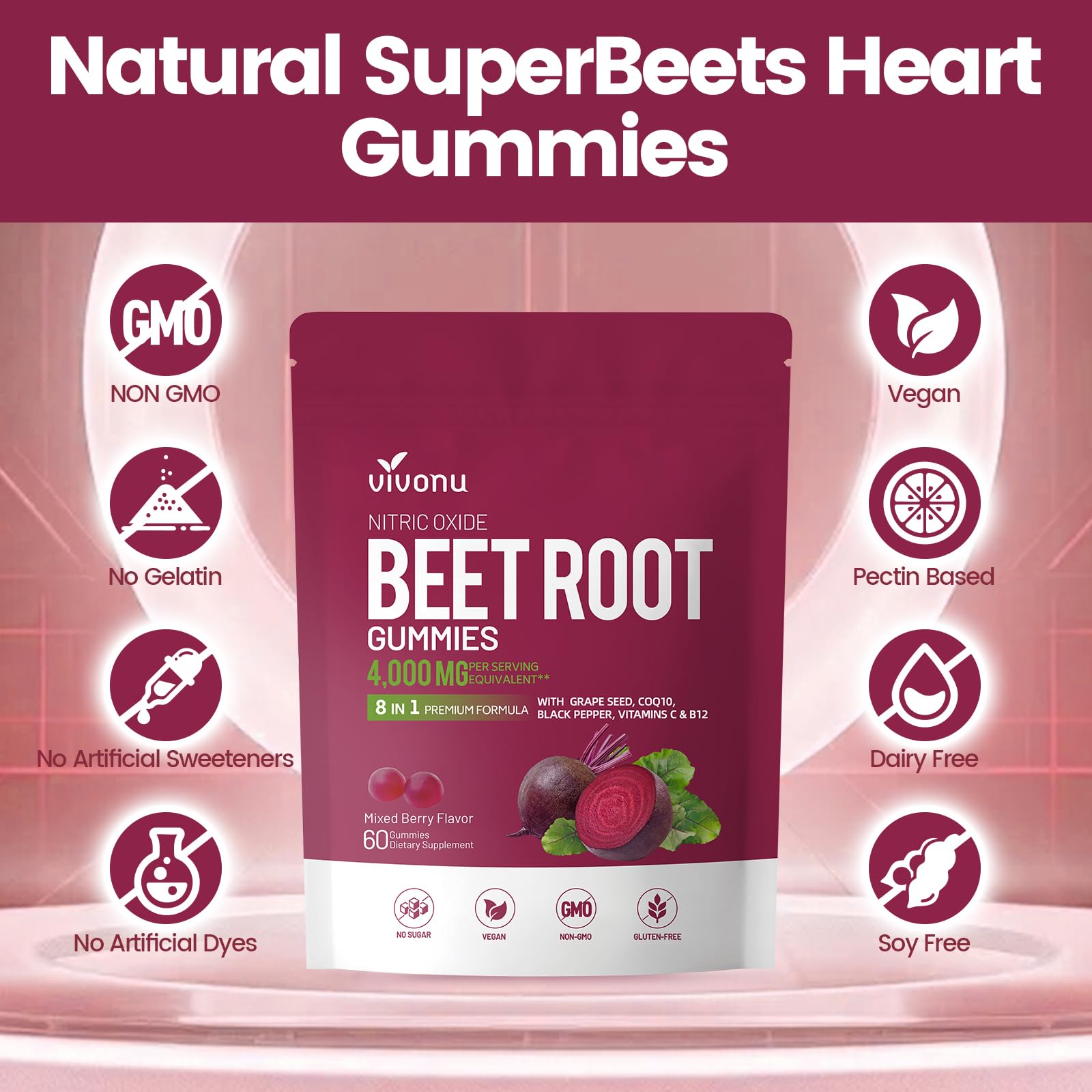 VivoNu Super Beetroot Gummies nutritional information