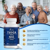 VivoNu TUDCA 2000mg + NAC 1200mg supplement bottle with a measuring spoon
