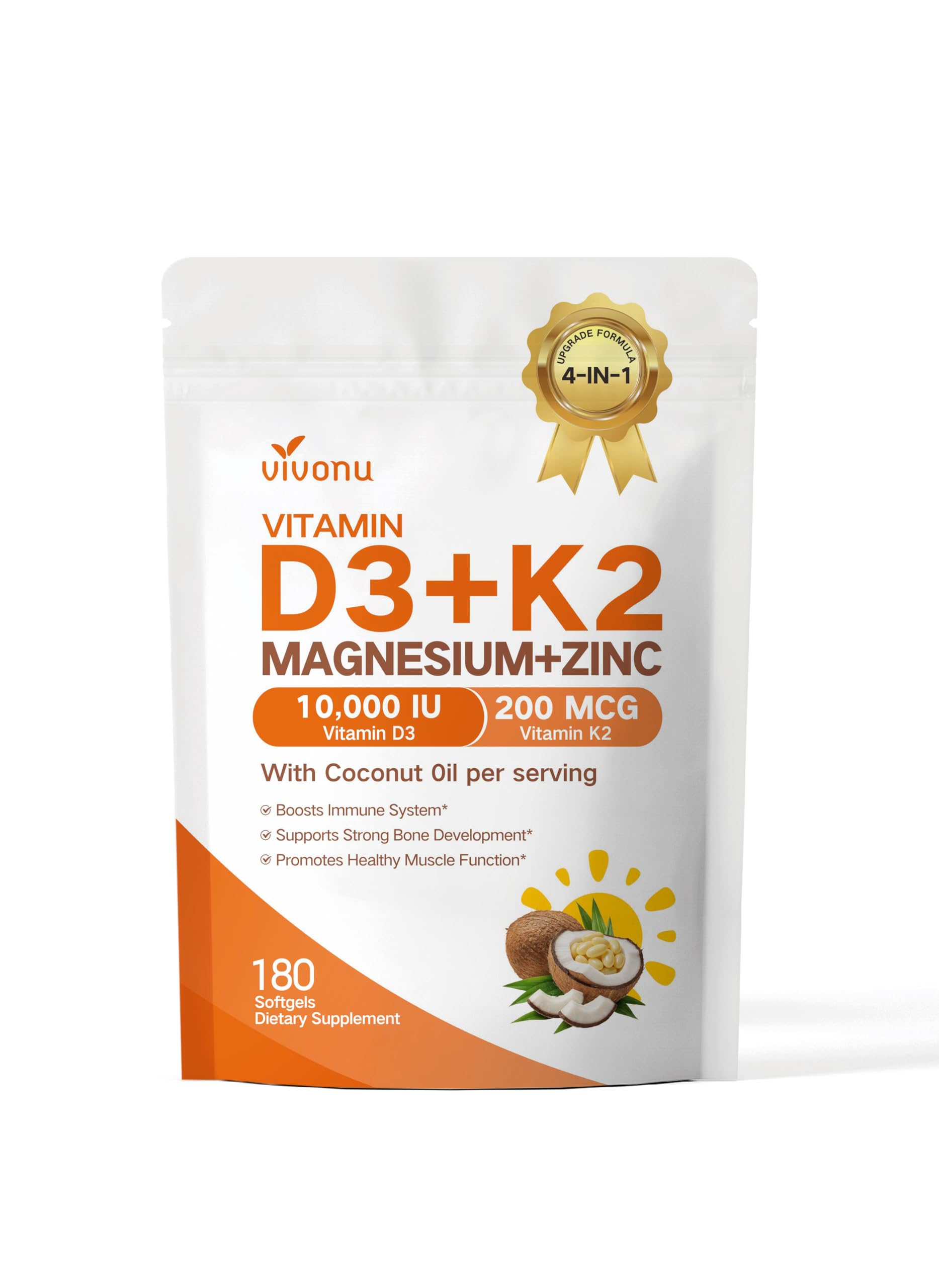 VivoNu Vitamin D3 K2 Magnesium softgels front view