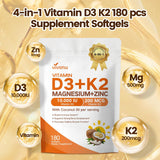 VivoNu Vitamin D3 K2 Magnesium softgels on a table