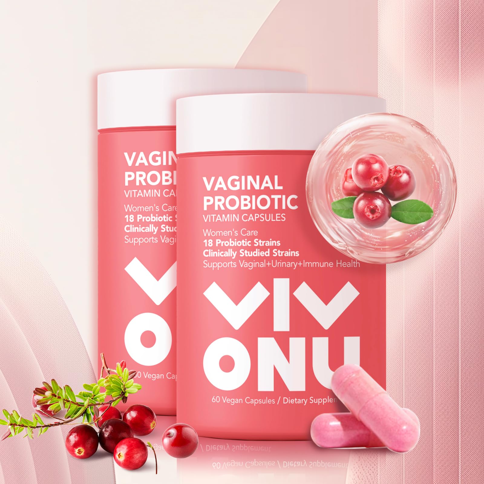 VivoNu Women's Probiotic Supplement 60 tablets front view