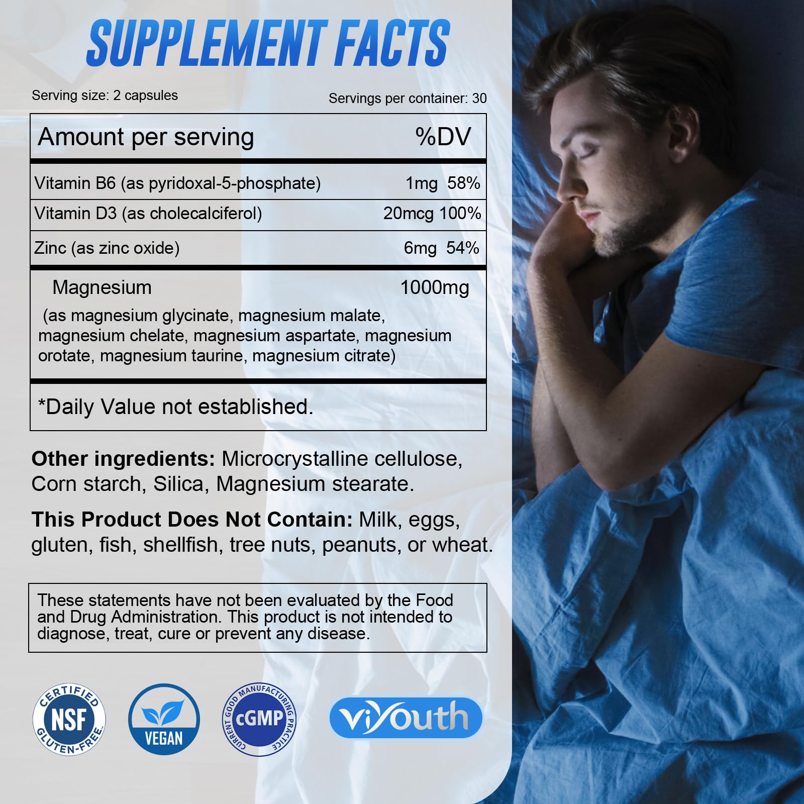 VIYOUTH 7-in-1 Magnesium Complex capsules close-up