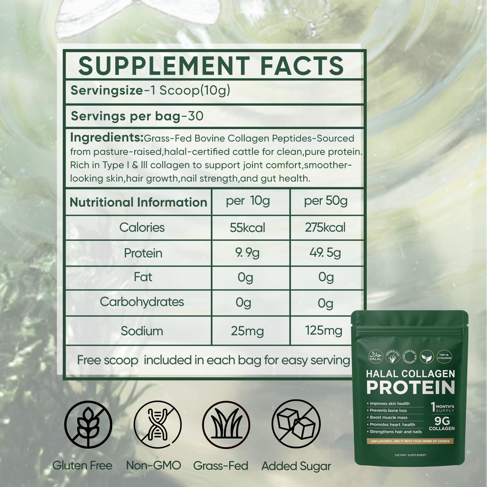 Vlsdoin Halal Collagen Protein Powder 300g packaging