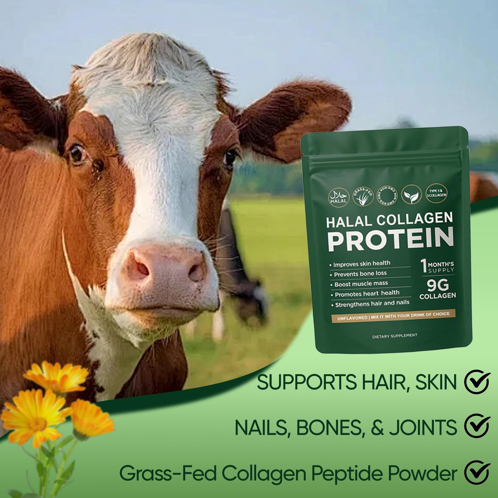 Vlsdoin Halal Collagen Protein Powder mixed in a smoothie