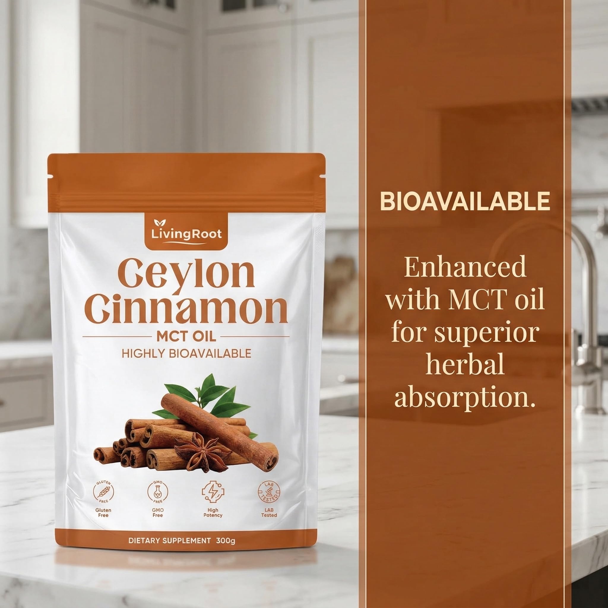 Vlsdoin Living Root Ceylon Cinnamon softgels side view