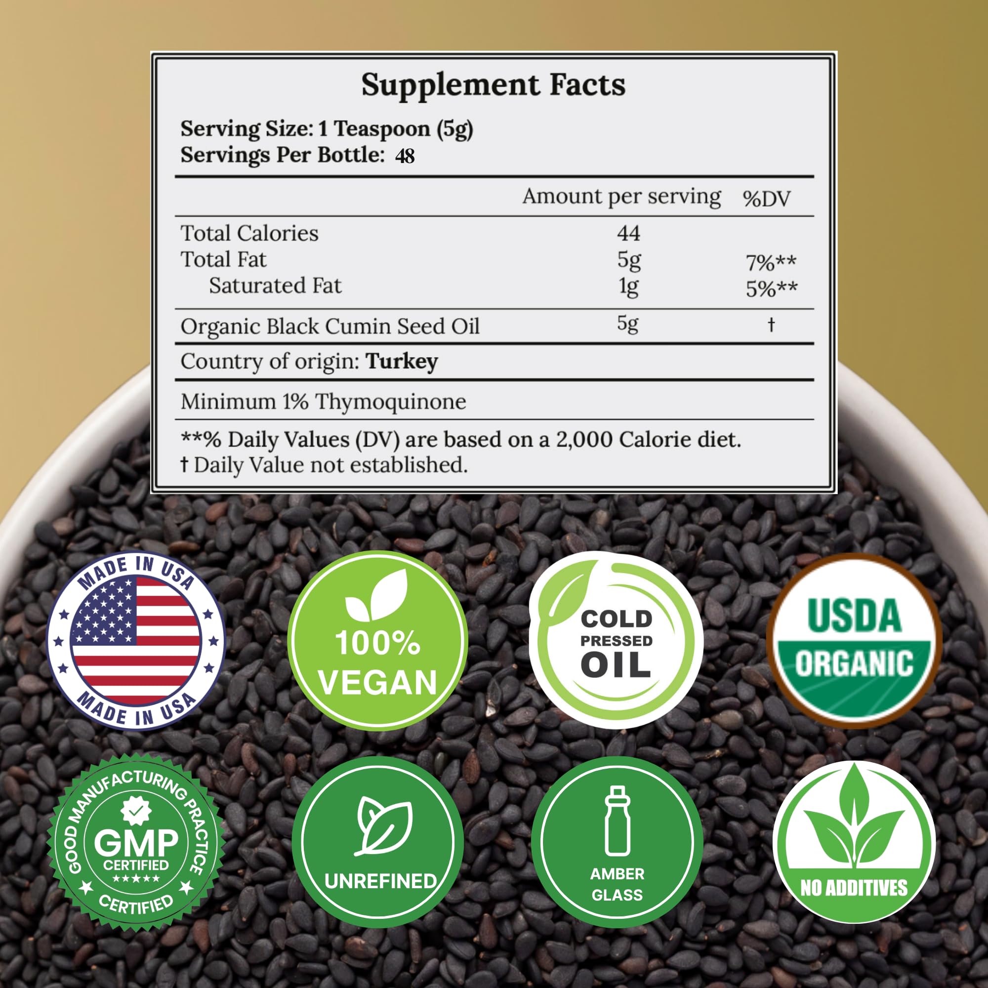 Vocks Black Seed Oil 440g bottle side view