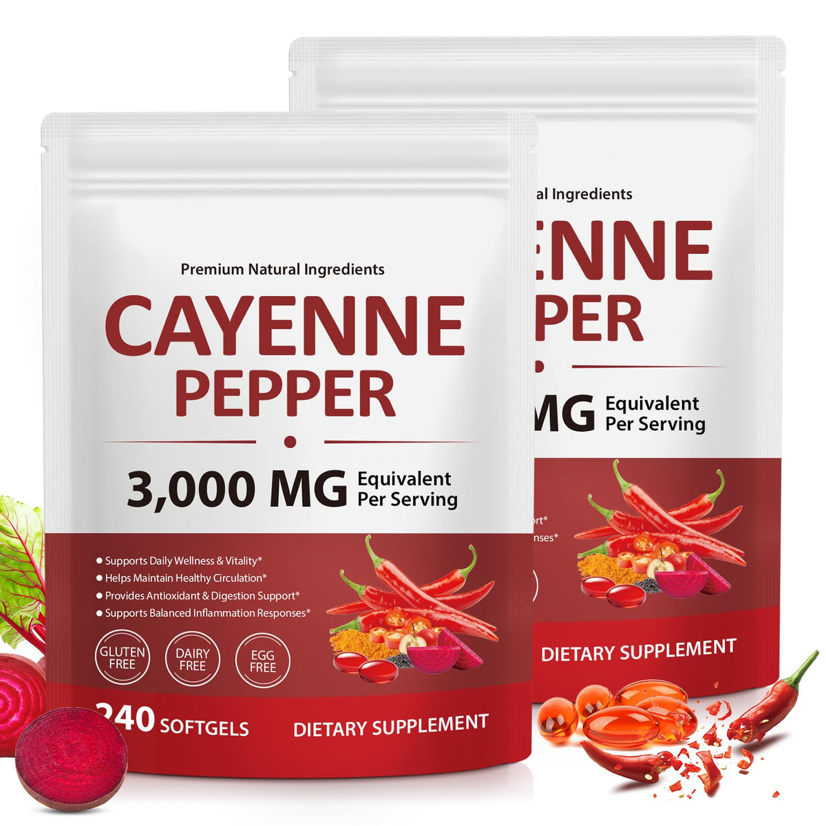 VOGSIG Cayenne Pepper Softgels 240 count bottle front view
