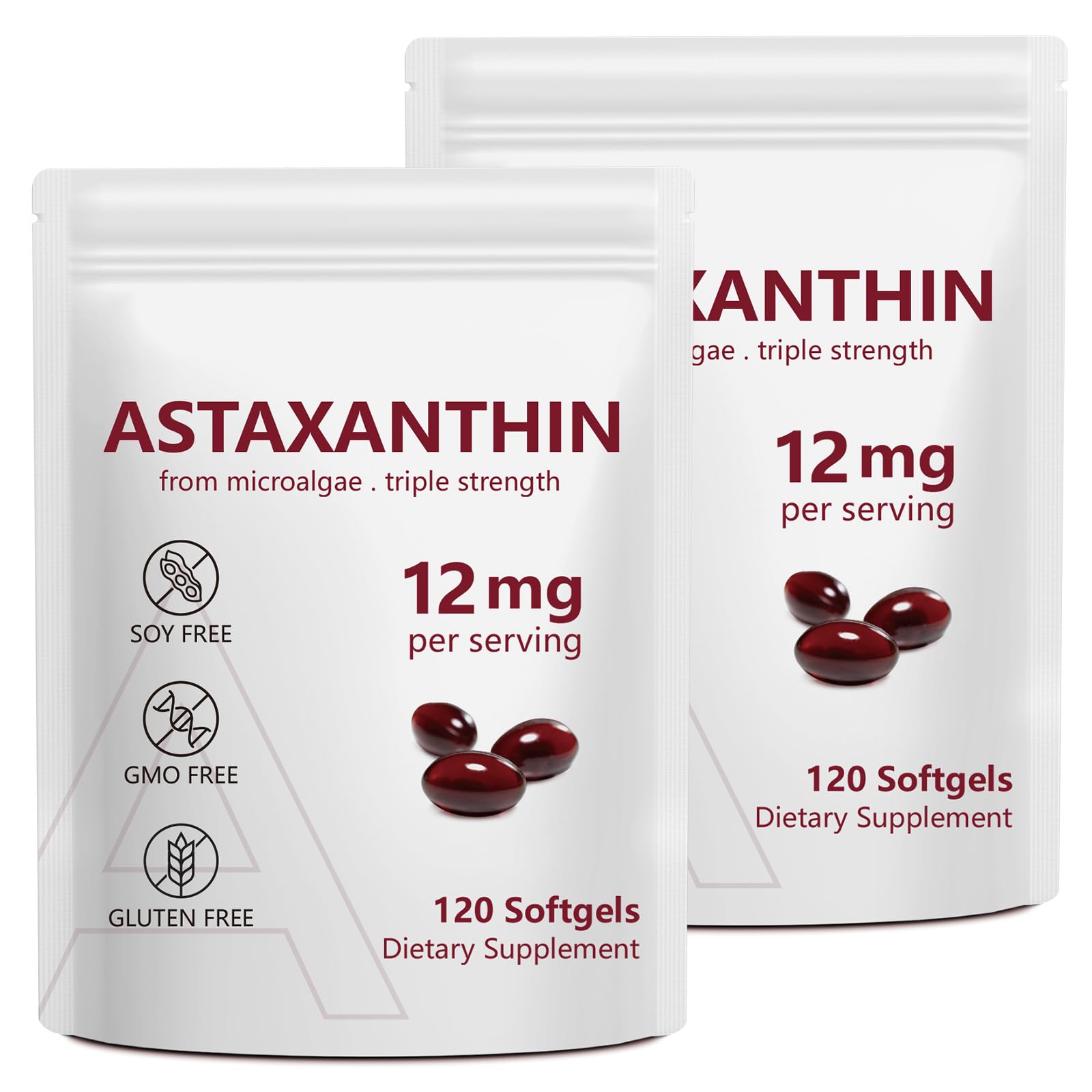 Vortexonix Astaxanthin Softgels 12mg bottle front view