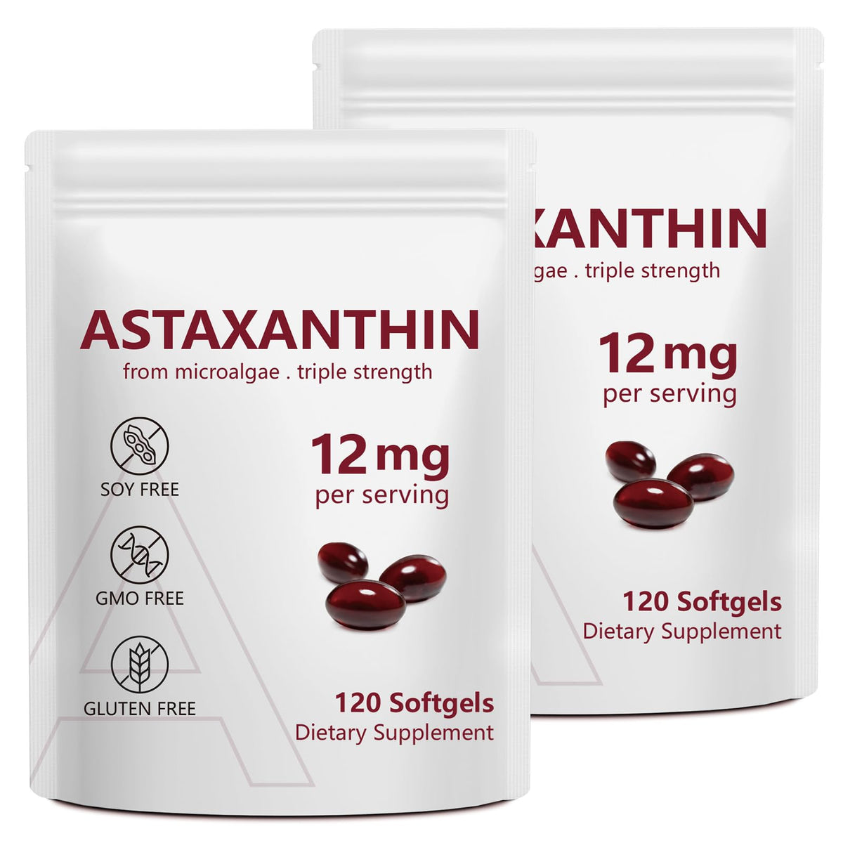 Vortexonix Astaxanthin Softgels 12mg bottle front view