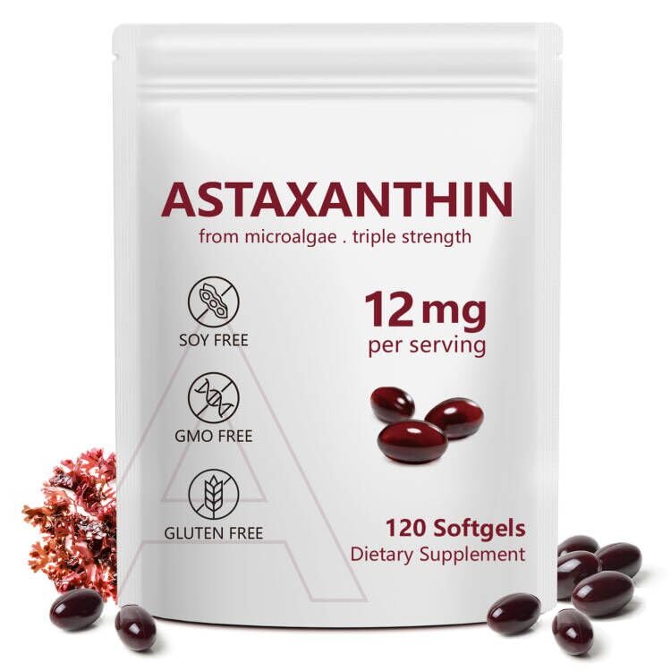 Vortexonix Astaxanthin Softgels 12mg bottle front view