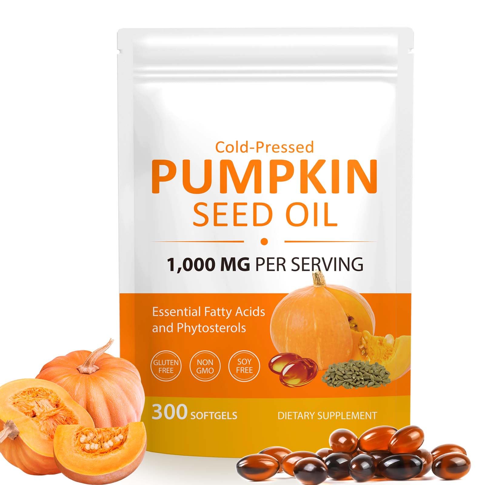 Vortexonix Pumpkin Seed Oil & Saw Palmetto Capsules front view