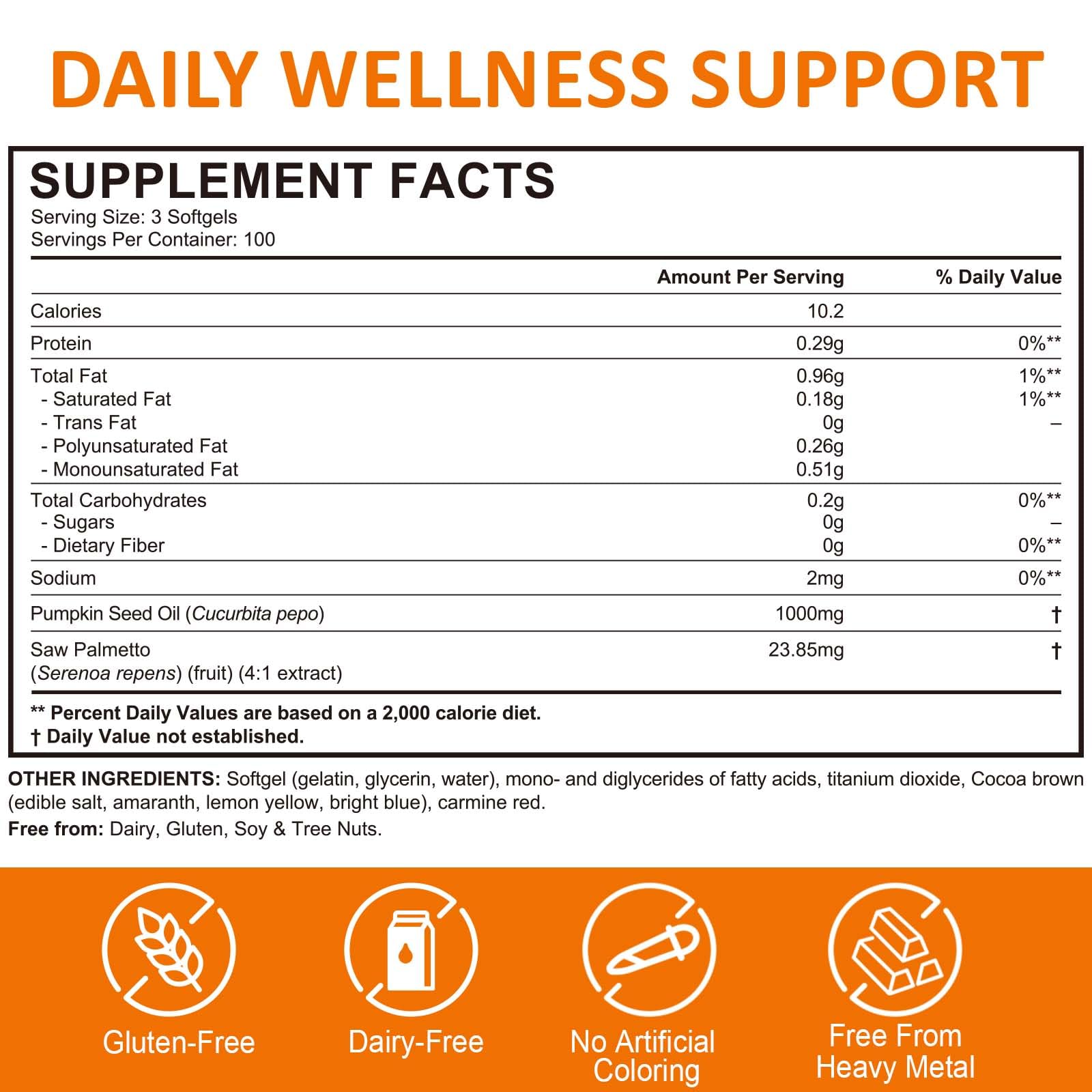 Vortexonix Pumpkin Seed Oil & Saw Palmetto Capsules with softgels displayed