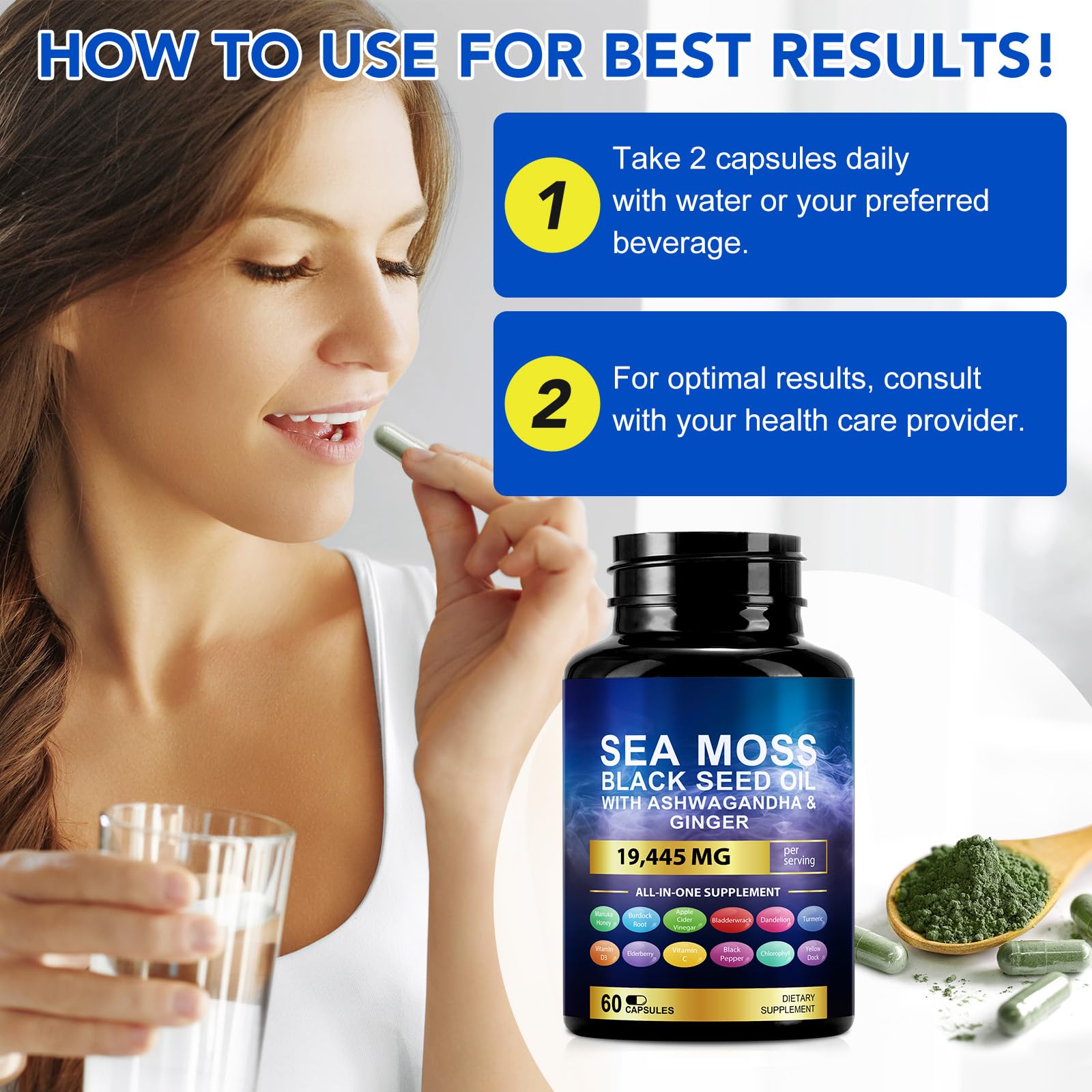 Vortexonix Sea Moss Black Seed Oil Capsules close-up