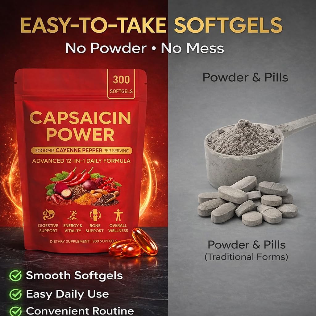 VOSETOKELA Cayenne Pepper Softgels on a wooden table