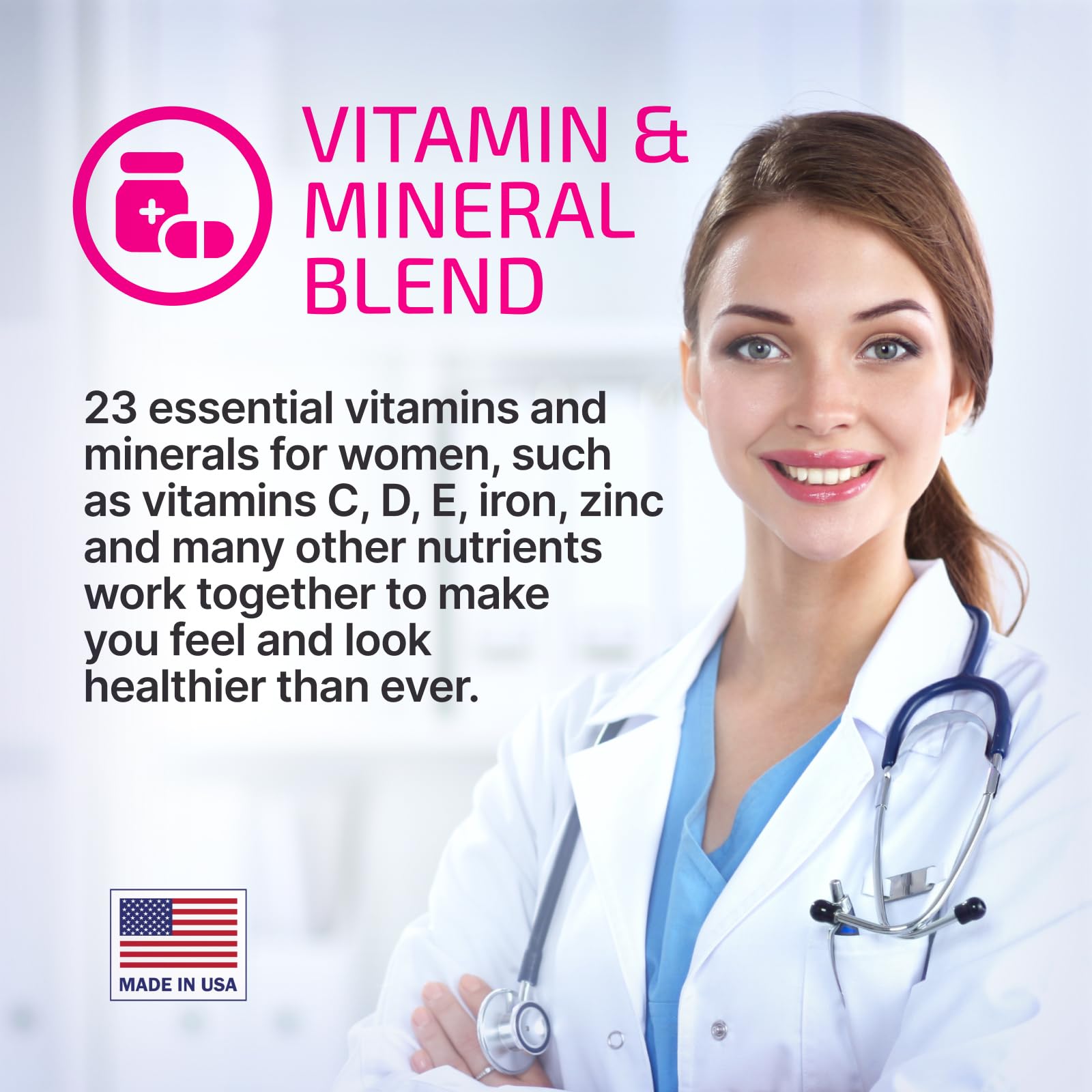 vplab nutrition Ultra Women's Multivitamin on a wooden table