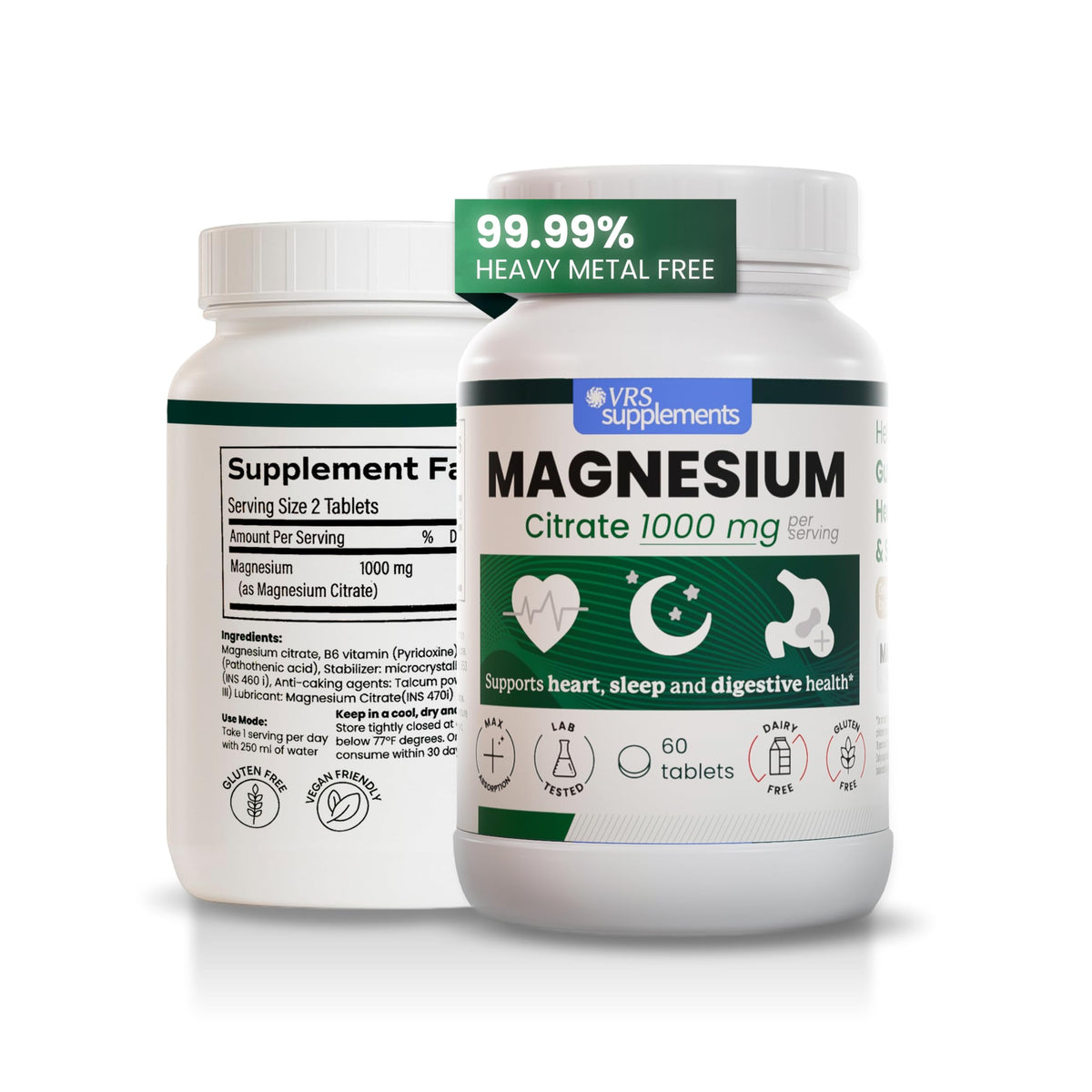 VRS SUPLEMENTS Magnesium Citrate Tablets 400mg front view