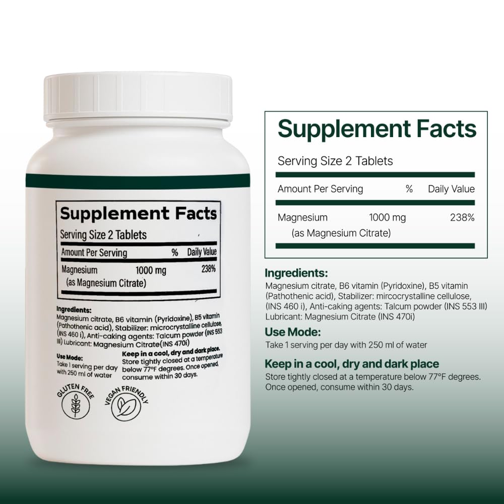 VRS SUPLEMENTS Magnesium Citrate Tablets 400mg side view showing tablet size