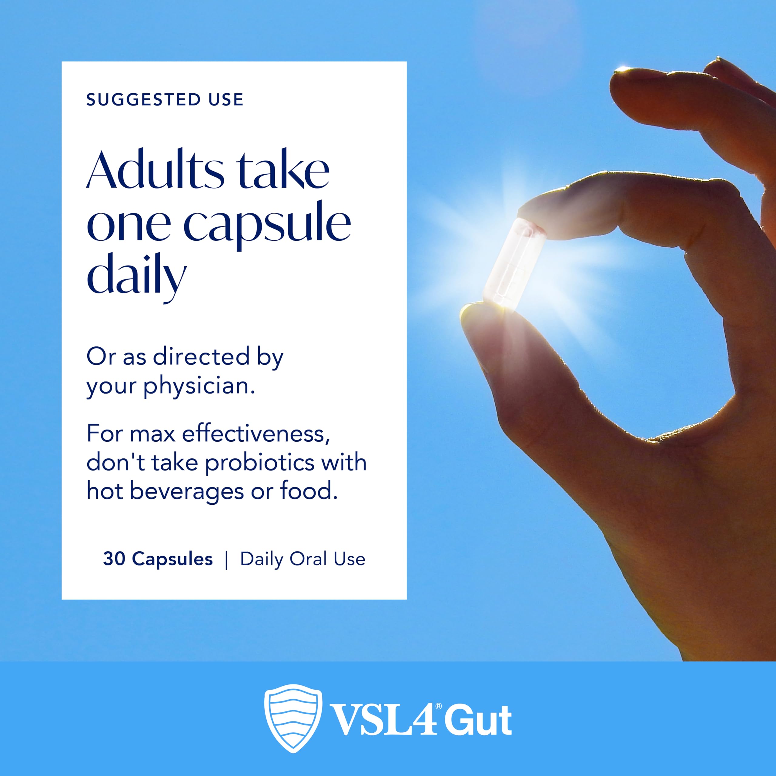 VSL4 Probiotic Capsules 30 Billion CFU with a glass of water
