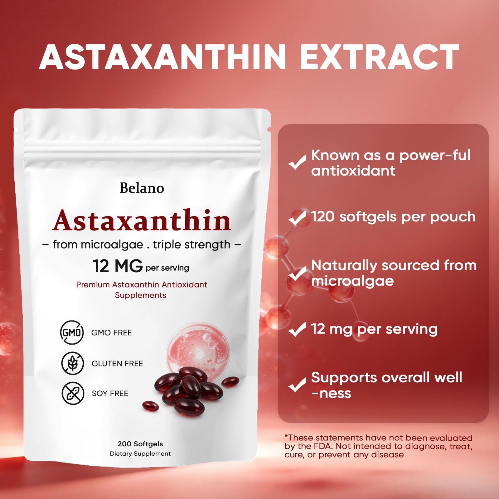 VSXAZ Astaxanthin supplement with a measuring spoon