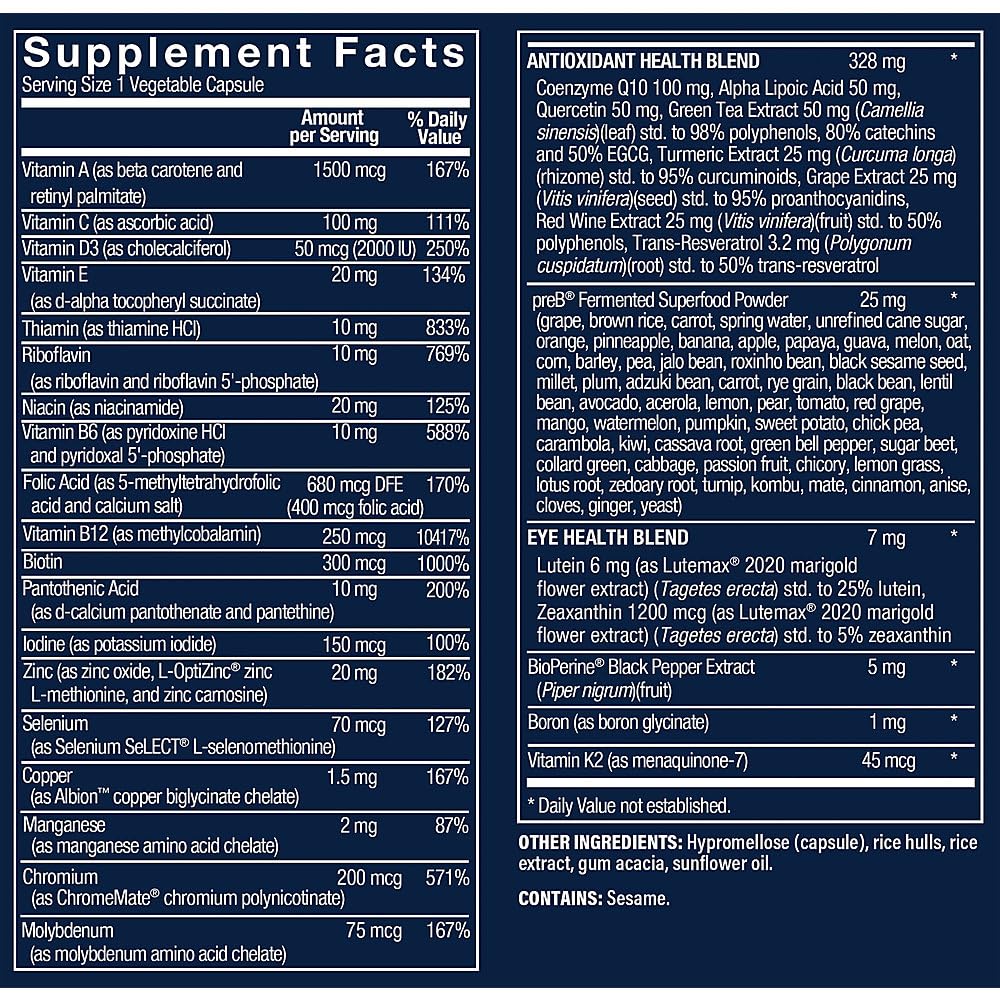 Vthrive Multivitamins 100g back view showing ingredients
