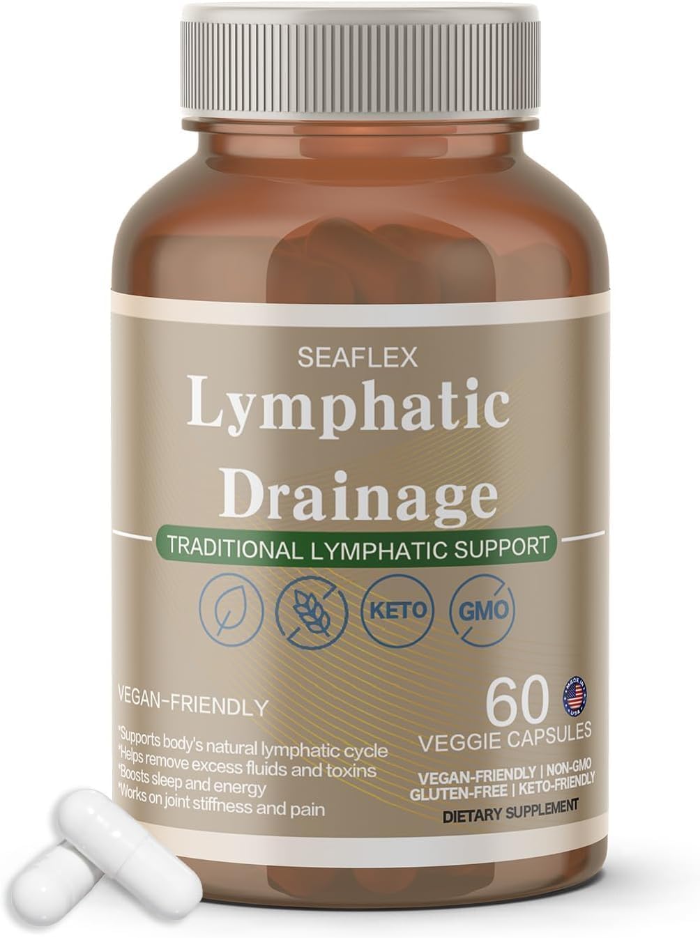 Vunexo Echinacea Lymphatic Drainage Capsules bottle front view