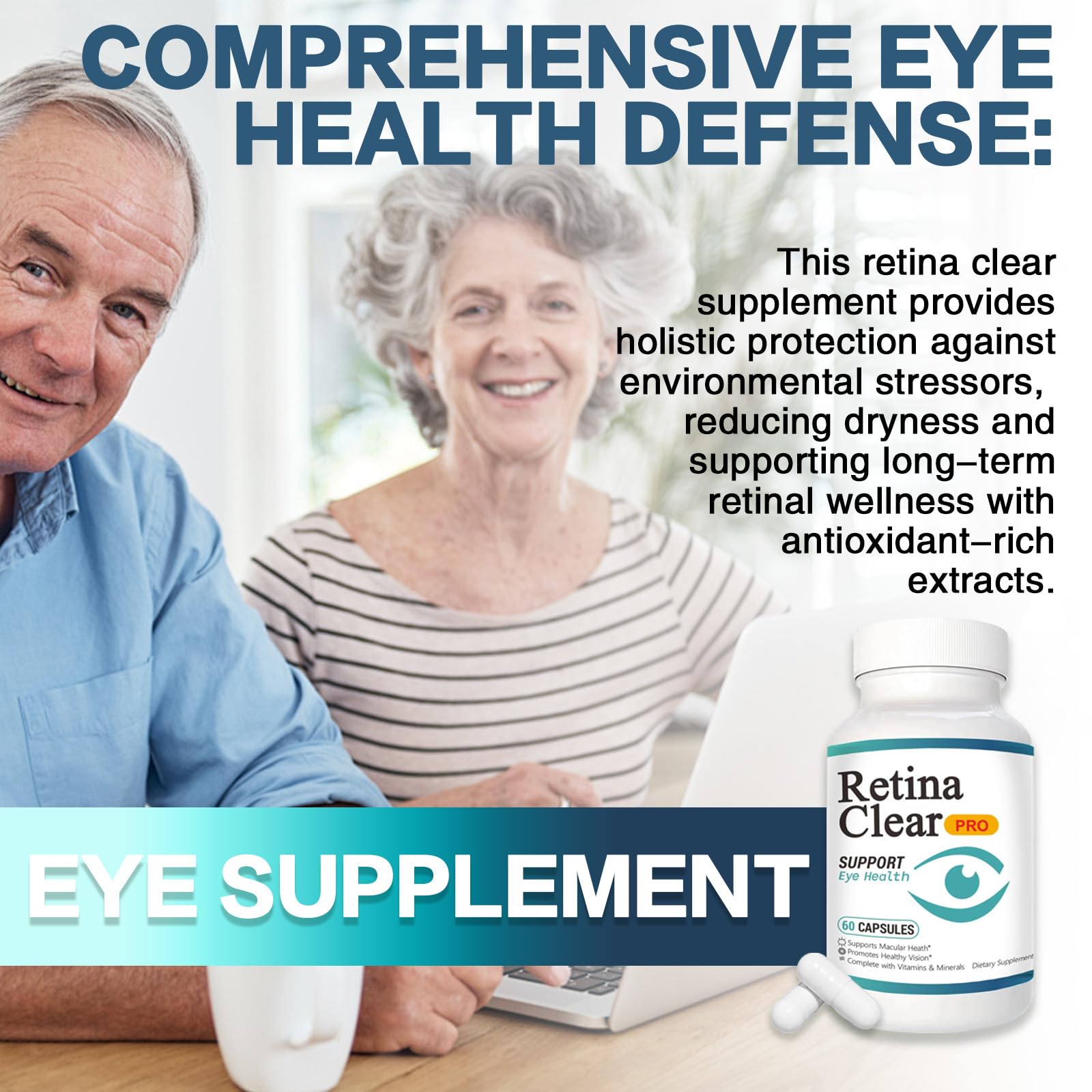 Vunexo Eye Health Supplement bottle with two bottles displayed